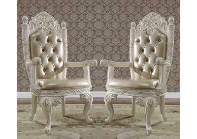 Image for Antique White & Gold Arm Dining Chairs [Set of 2]
