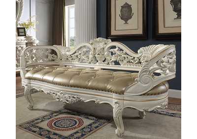 Image for Antique White & Gold Bench