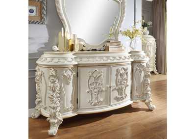 Antiqued White & Gold Brush Highlights Dresser,Homey Design