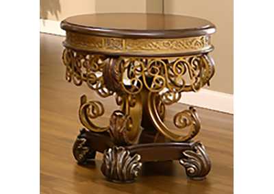 Image for Mahogany & Metallic Gold End Table