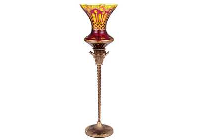 Bronze - Amber &Amp; Ruby Red-Gold Candleholder
