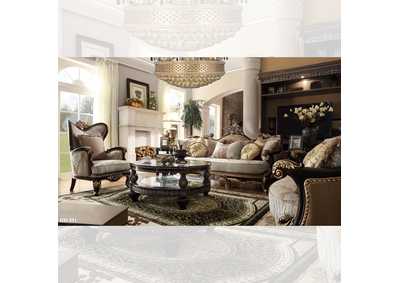 Image for SmallBlack King Enamel + Antique Gold W/ Silver 3 Piece Sofa Set