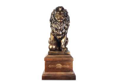 Image for Antique Bronze With Polished Accents Lion With Left Ball