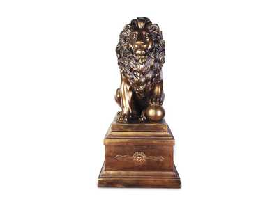 Image for Antique Bronze With Polished Accents Lion With Right Ball