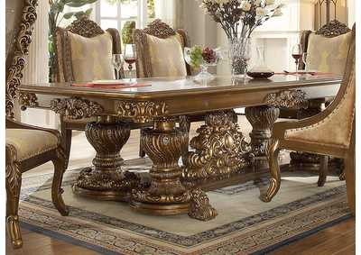 Metallic Antique Gold; Perfect Brown 7 Piece Dining Table Set,Homey Design