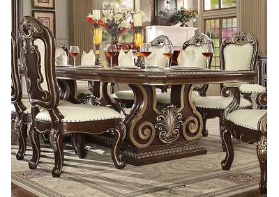 Image for Brown Cherry & Silver Dining Table