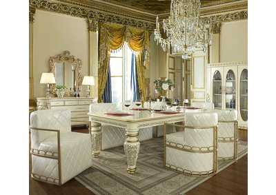 Image for Ivory & Metallic Antique Gold 7 Piece Dining Set
