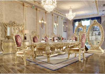 Image for Metallic Bright Gold 7 Piece Dining Table Set