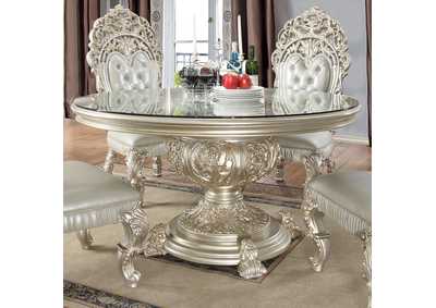 Metallic Silver 5 Piece Dining Table Set,Homey Design
