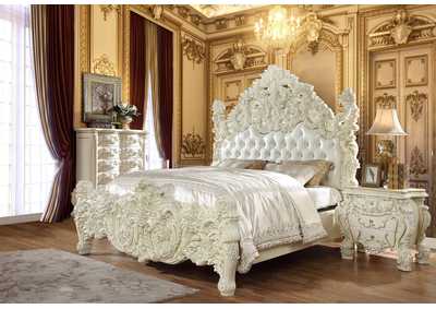 White Gloss Eastern King 5 Piece Bedroom Set,Homey Design