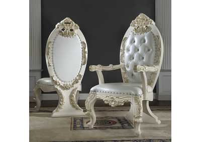 Image for White Gloss & Gold Brush Arm Dining Chairs [Set of 2]