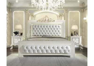 Image for White Gloss & Gold Brush California King Bed