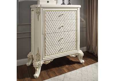 Image for White Gloss & Gold Brush Chest