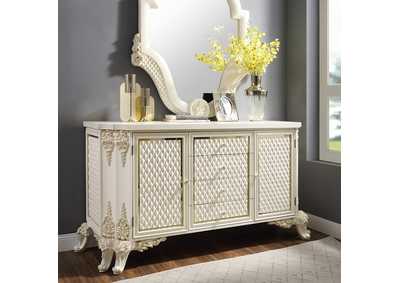 Image for White Gloss & Gold Brush Highlights Dresser