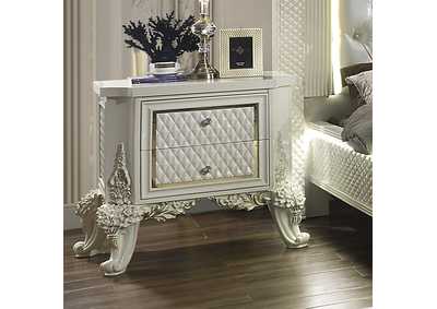 Image for White Gloss & Gold Brush Nightstand