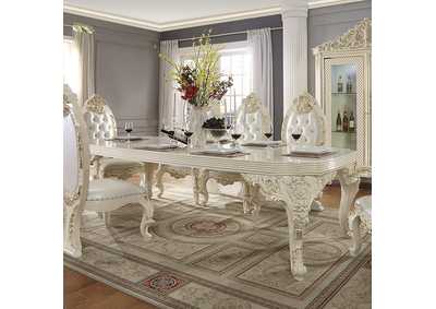 Image for White Gloss & Gold Brush Highlights Rectangle Table