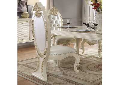 Image for White Gloss & Gold Brush Side Chairs [Set of 2]