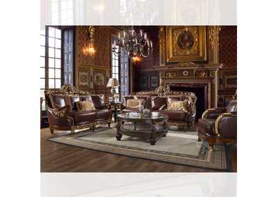 Image for Mahogany &Amp; Metallic Bright Gold HD-89 3 Piece Sofa Set