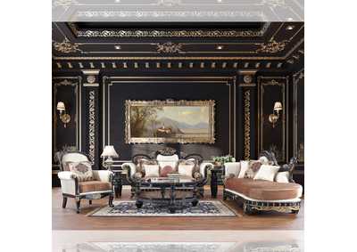 Image for SmallBlack King Enamel + AntiqueGold; Silver Accents 3 Piece Sofa Set