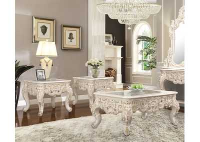 Image for Ivory With Metallic Gold Highlights 3 Piece Coffee Table Set