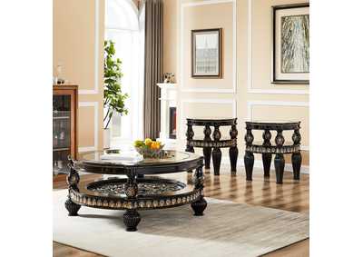Image for SmallBlack King Enamel &Amp; Silver 3 Piece Coffee Table Set