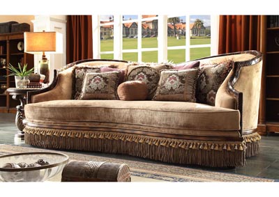 Image for Dark Red Mahogany & Antique Gold Sofa