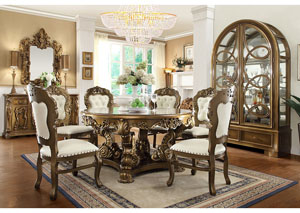 Antique Gold & Brown Dining Table