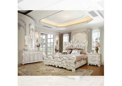Image for Ivory With Silver Accents 5 Piece Bedroom Set Ivory