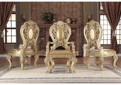 Image for Metallic Bright Gold Arm Dining Chair [Set of 2]