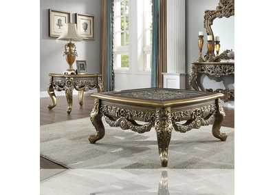 Image for Perfect Brown With Metallic Antique Gold 3 Piece Coffee Table Set