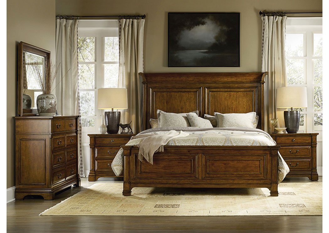Tynecastle California King Panel Bed w/Dresser and Mirror,Hooker Furniture