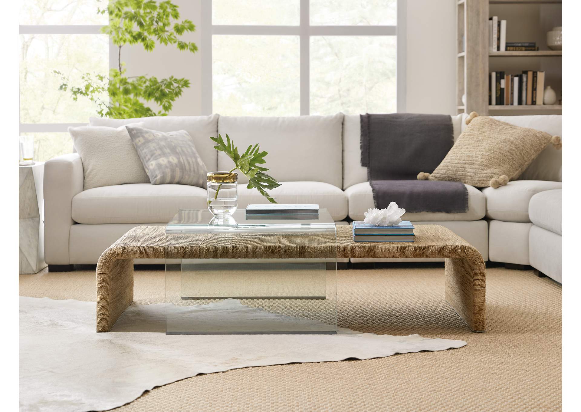 Amani Rope and Glass Cocktail Table,Hooker Furniture