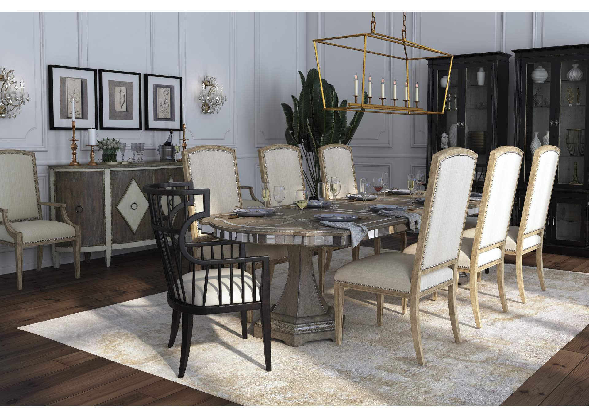 Sanctuary Rectangle Dining Table w/2-20in leaves,Hooker Furniture