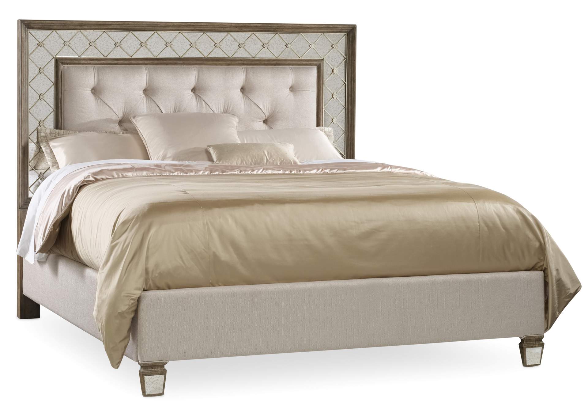 Sanctuary King Mirrored Upholstered Bed