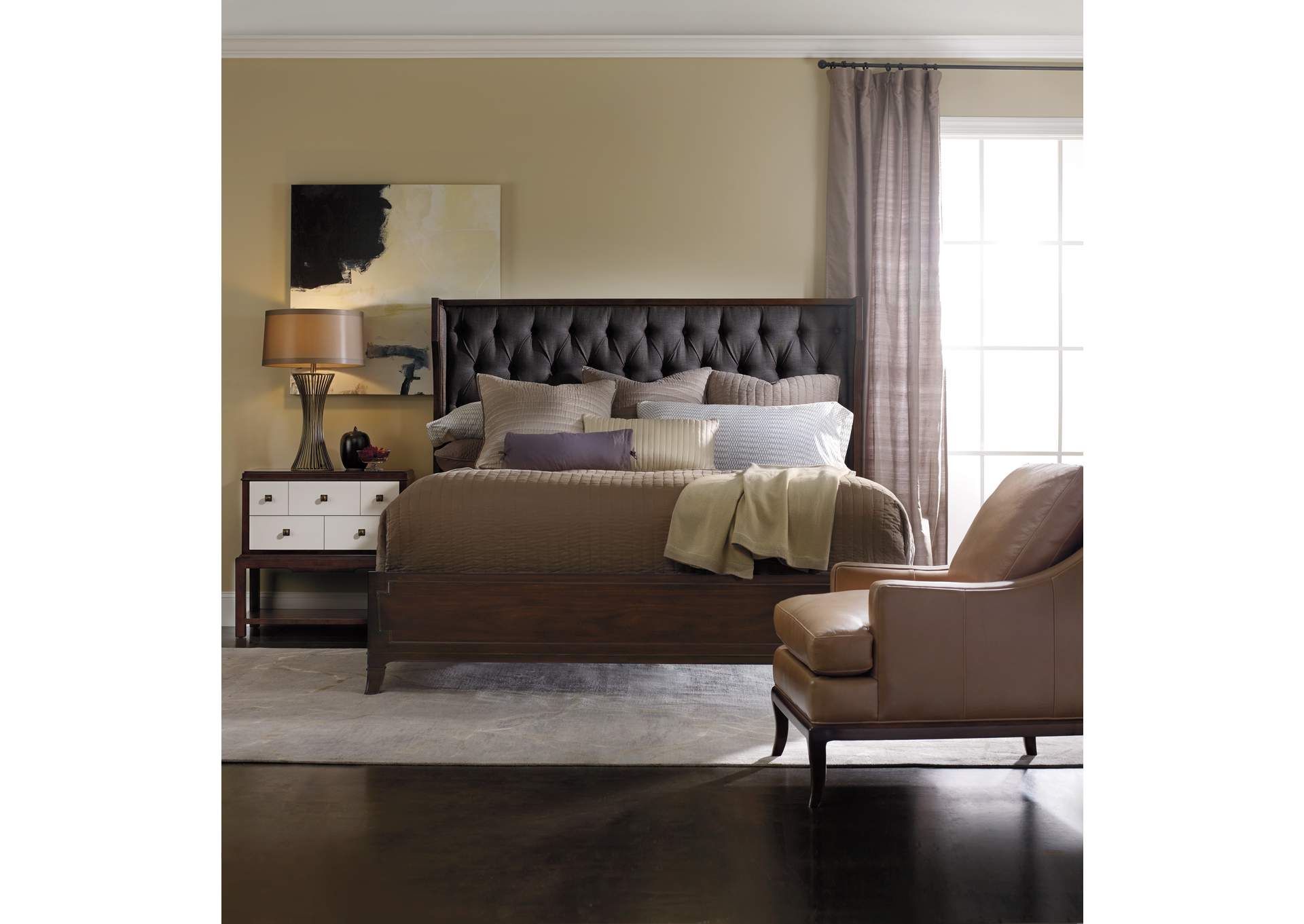 Palisade Upholstered Shelter Queen Bed - Carbon Fabric,Hooker Furniture
