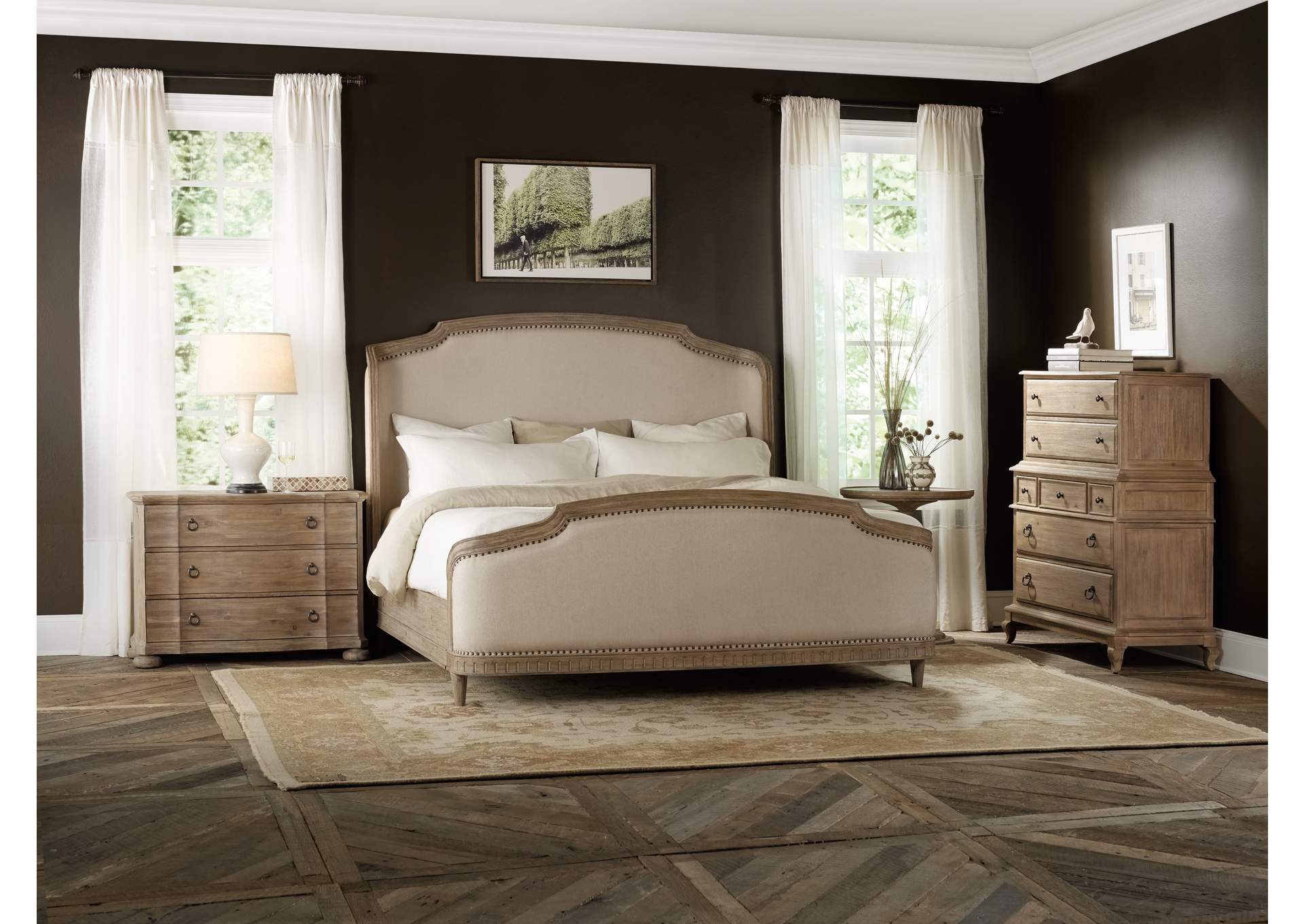 Corsica Queen Upholstery Shelter Bed,Hooker Furniture
