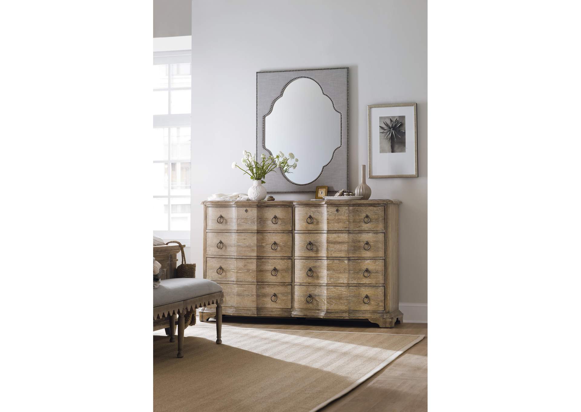 Boheme Nourmand Linen Wrapped Mirror,Hooker Furniture