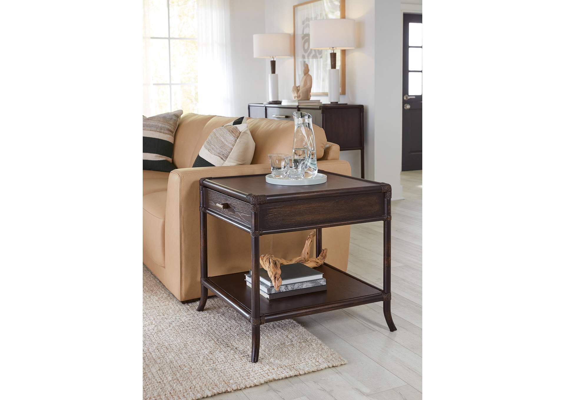 Retreat Pole Rattan End Table,Hooker Furniture