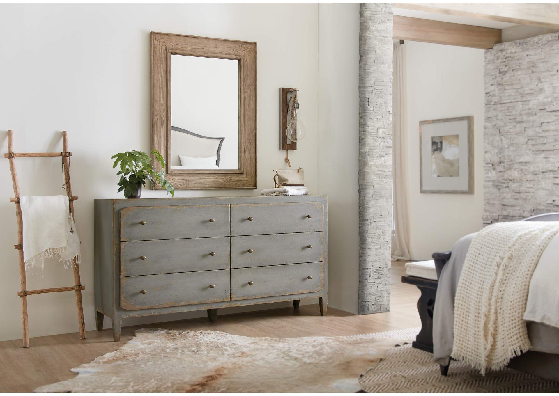 Ciao Bella Six-Drawer Dresser- Speckled Gray,Hooker Furniture