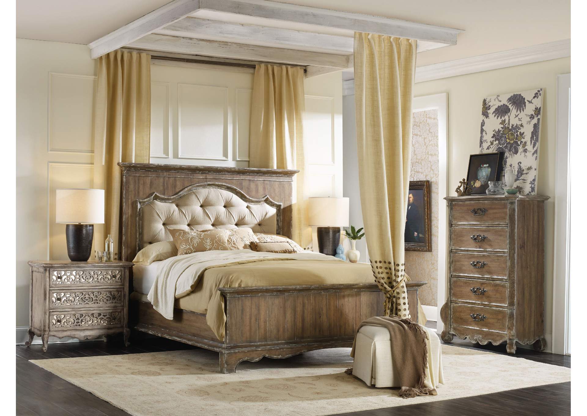 Chatelet King Upholstered Mantle Panel Bed,Hooker Furniture
