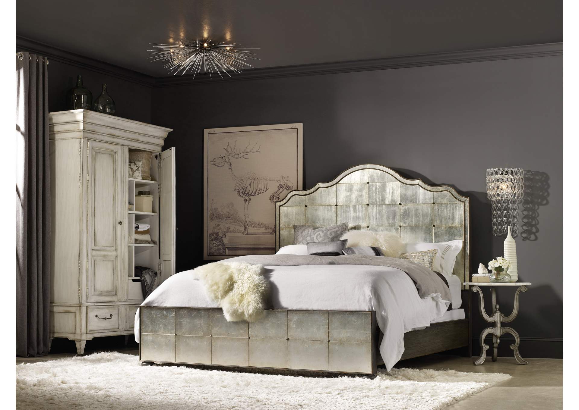 Arabella King Mirrored Panel Bed,Hooker Furniture