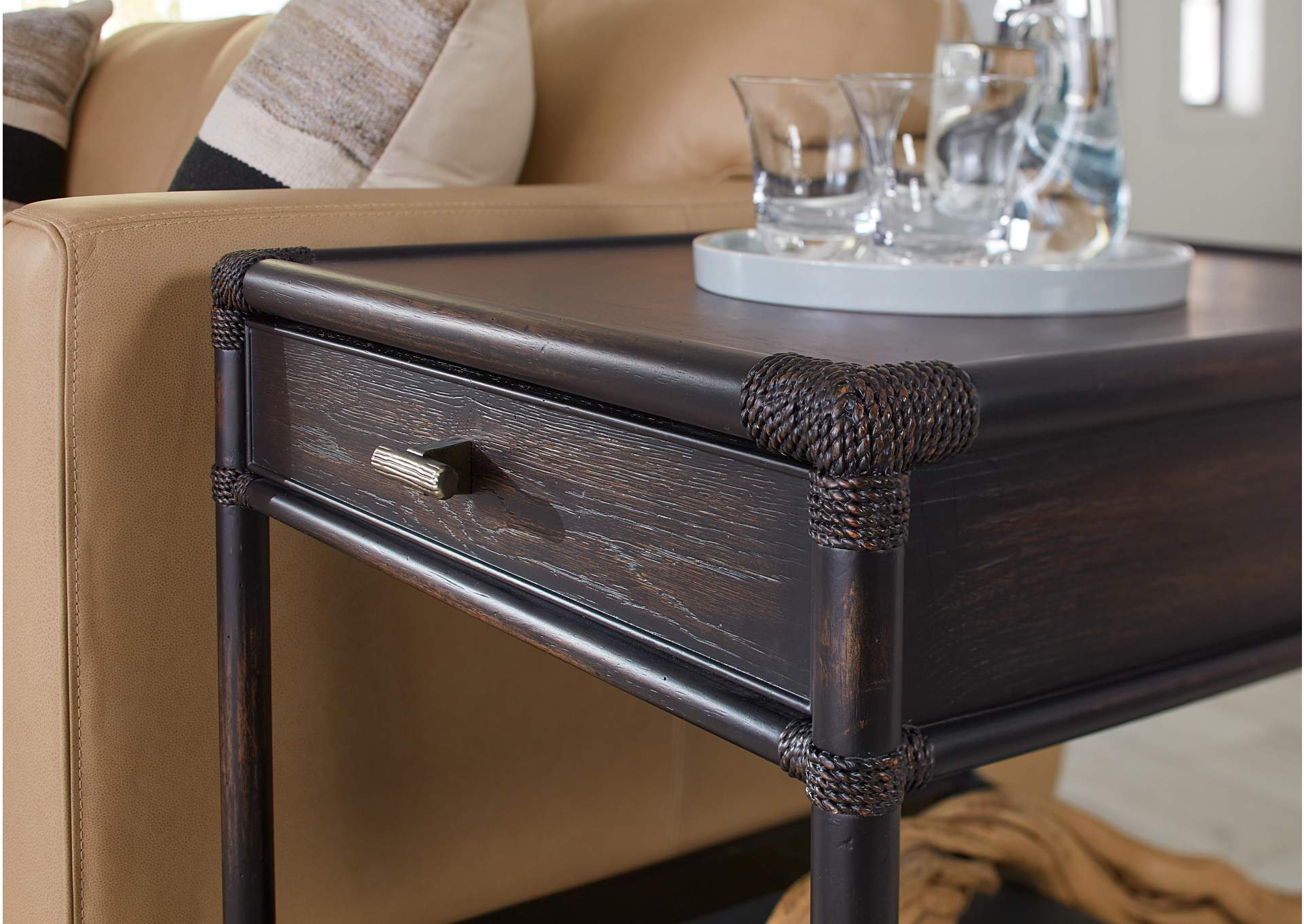 Retreat Pole Rattan End Table,Hooker Furniture