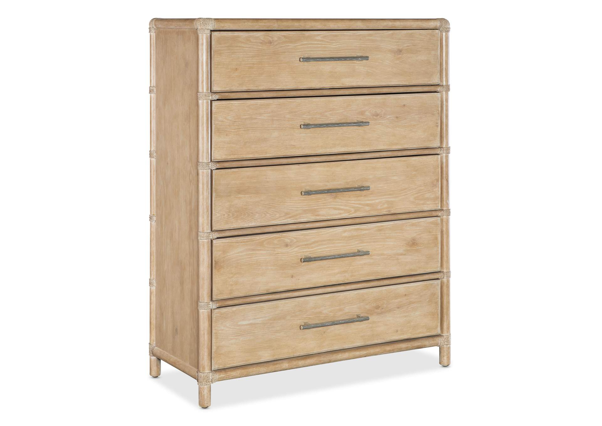 Retreat Pole Rattan Five - Drawer Chest,Hooker Furniture