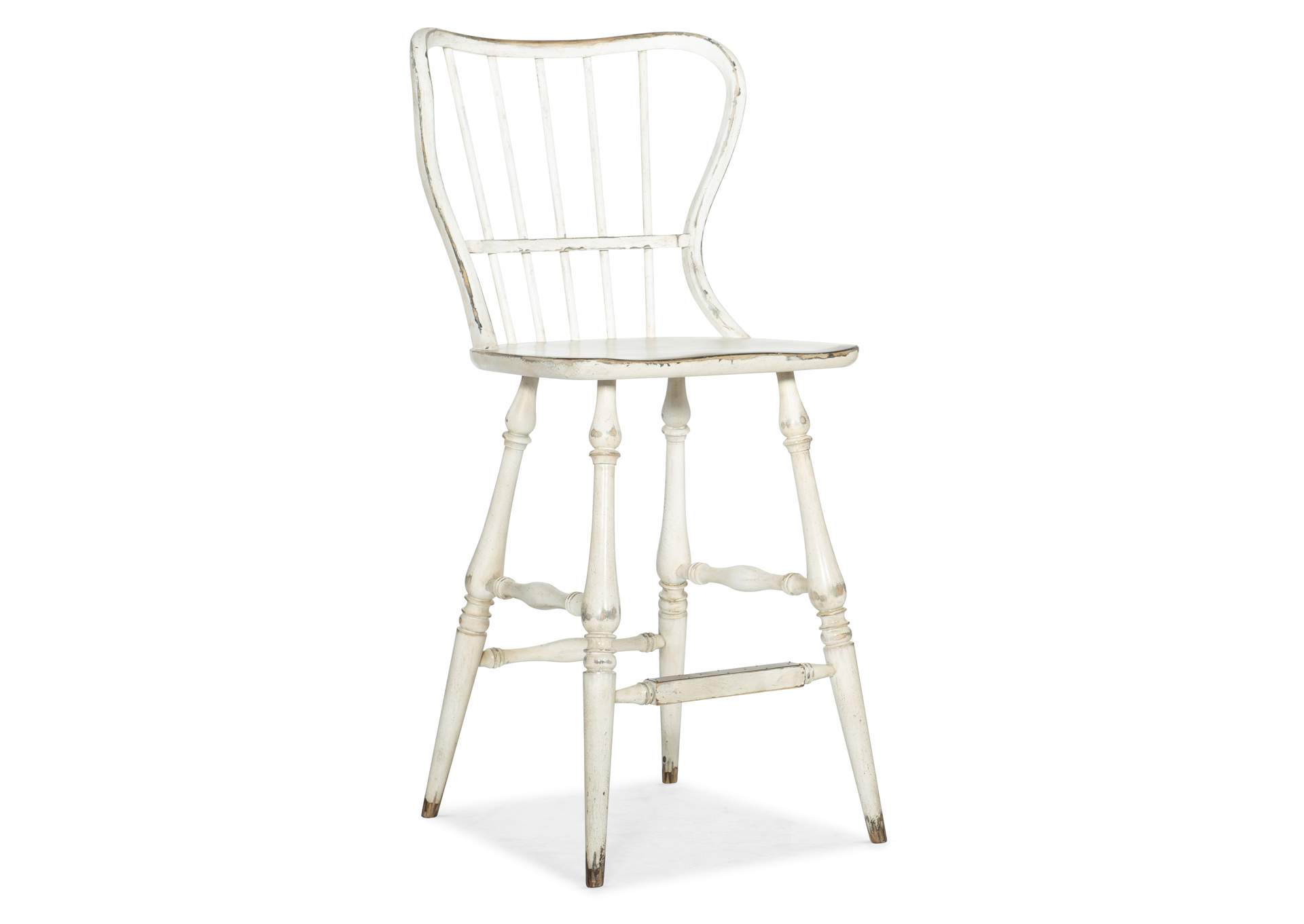 Ciao Bella Spindle Back Bar Stool-White,Hooker Furniture