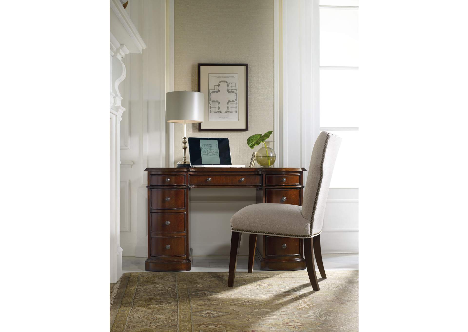 Cherry Knee - Hole Desk - Bow Front,Hooker Furniture