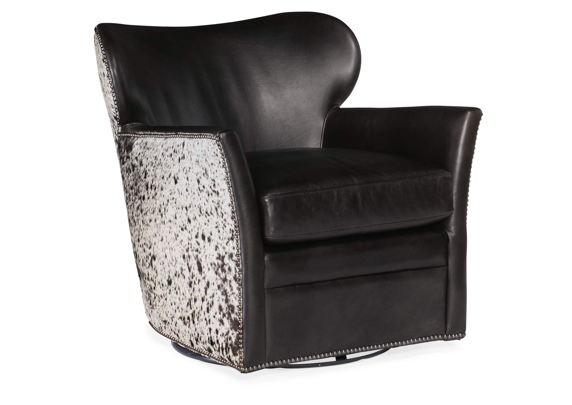 Kato Leather Swivel Chair W - Salt Pepper Hoh,Hooker Furniture