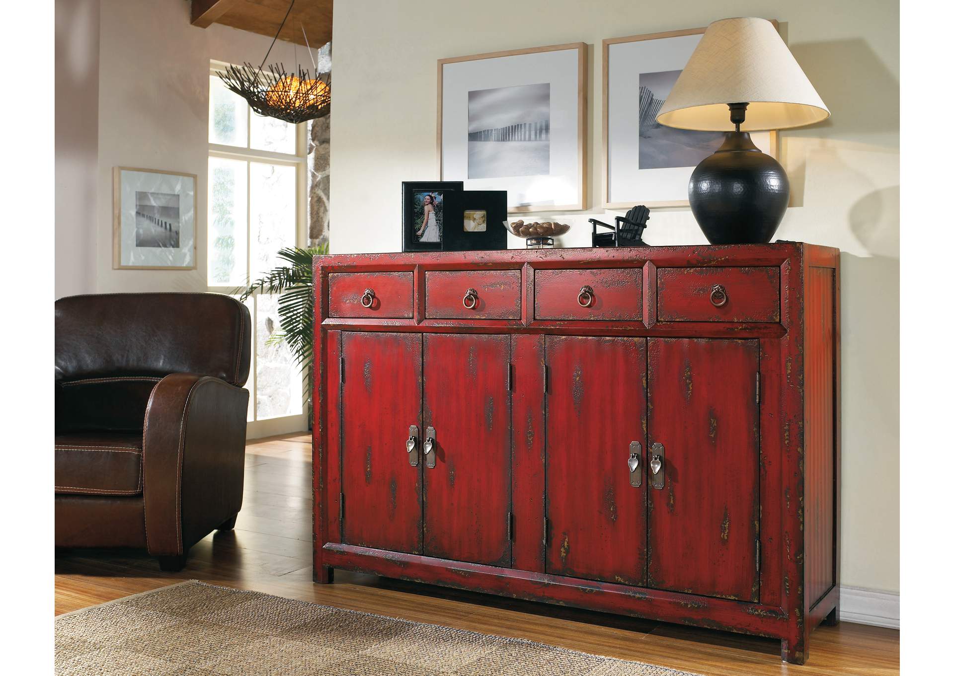 58'' Red Asian Cabinet,Hooker Furniture