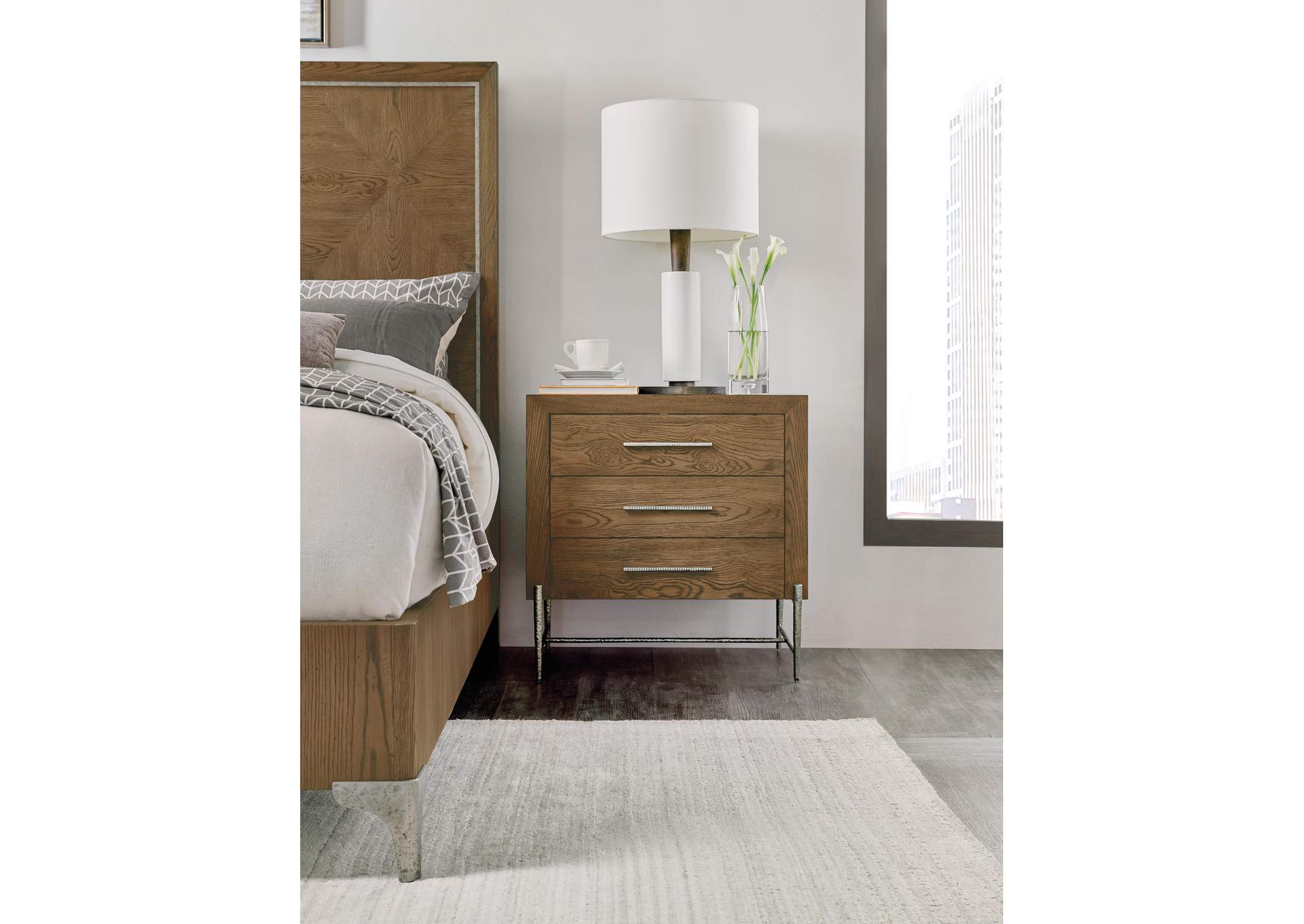 Chapman Three - Drawer Nightstand,Hooker Furniture