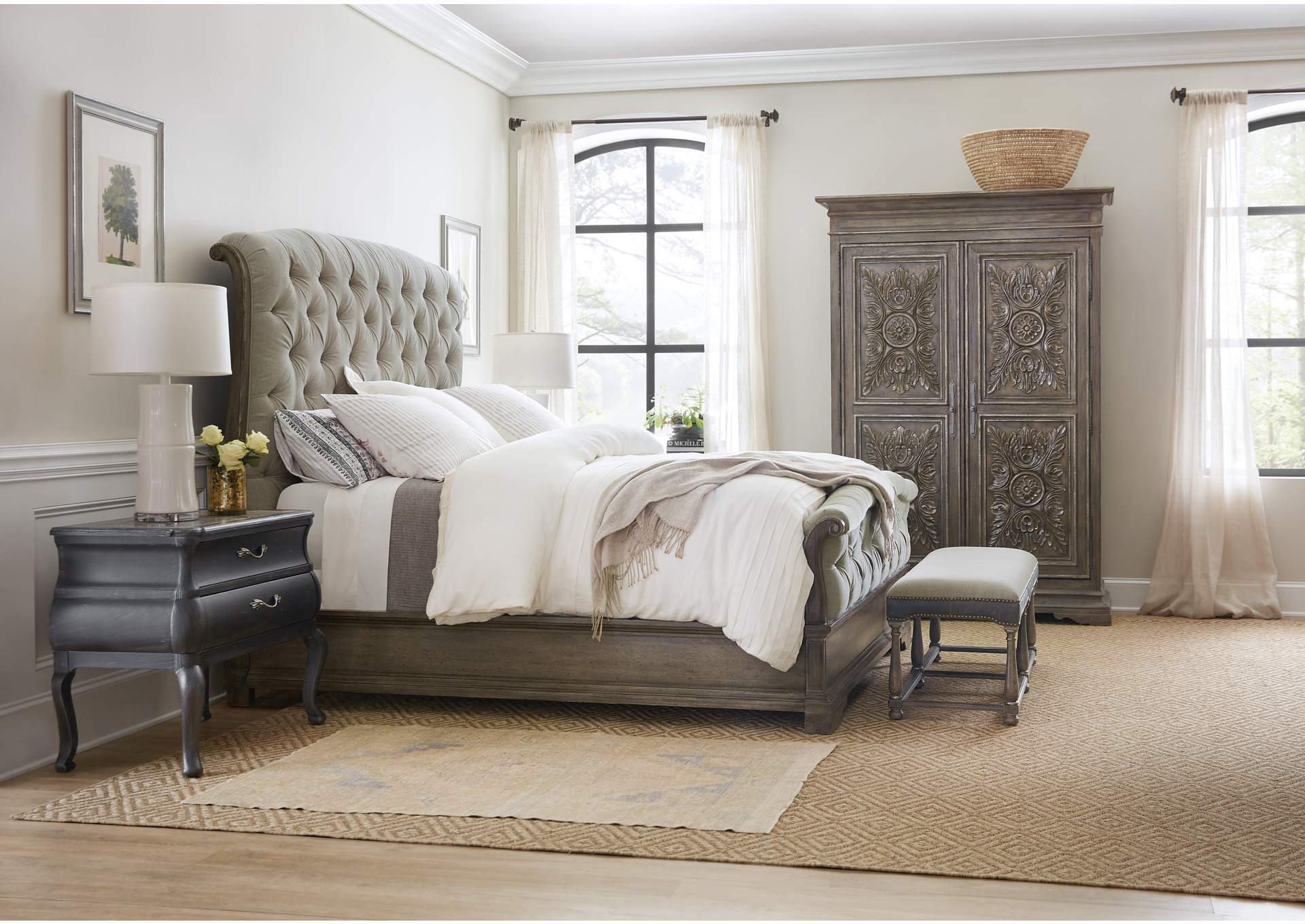 Woodlands Queen Upholstered Bed,Hooker Furniture