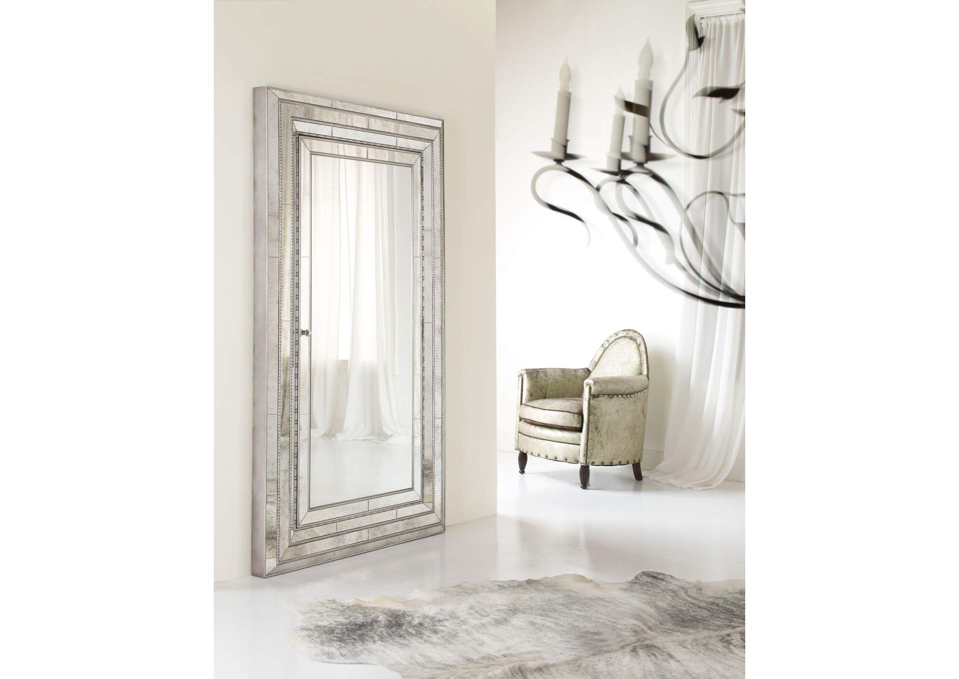 Melange Glamour Floor Mirror W - Jewelry Armoire Storage,Hooker Furniture